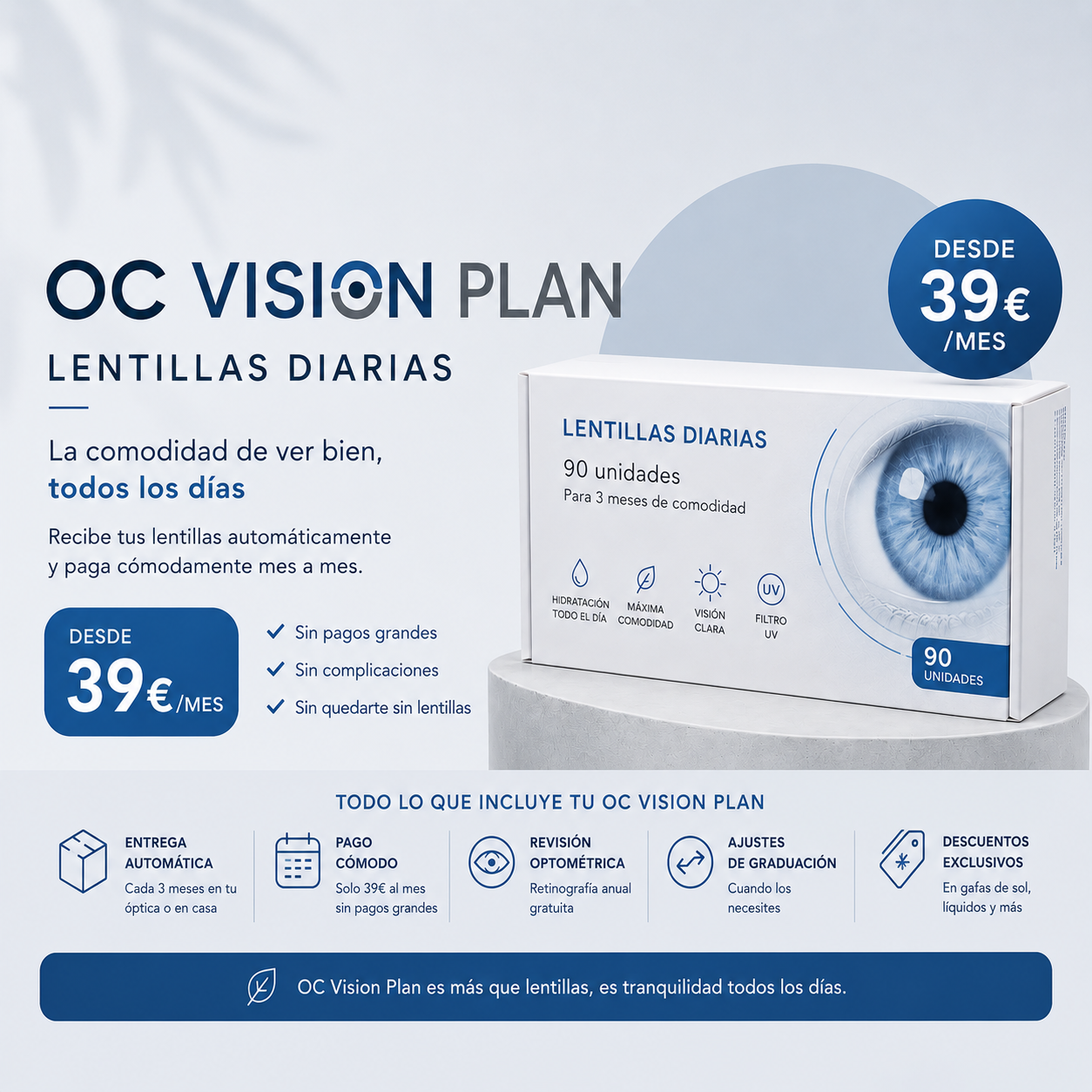 OC VISION PLAN – Lentillas diarias desde 39€/mes (3 meses)