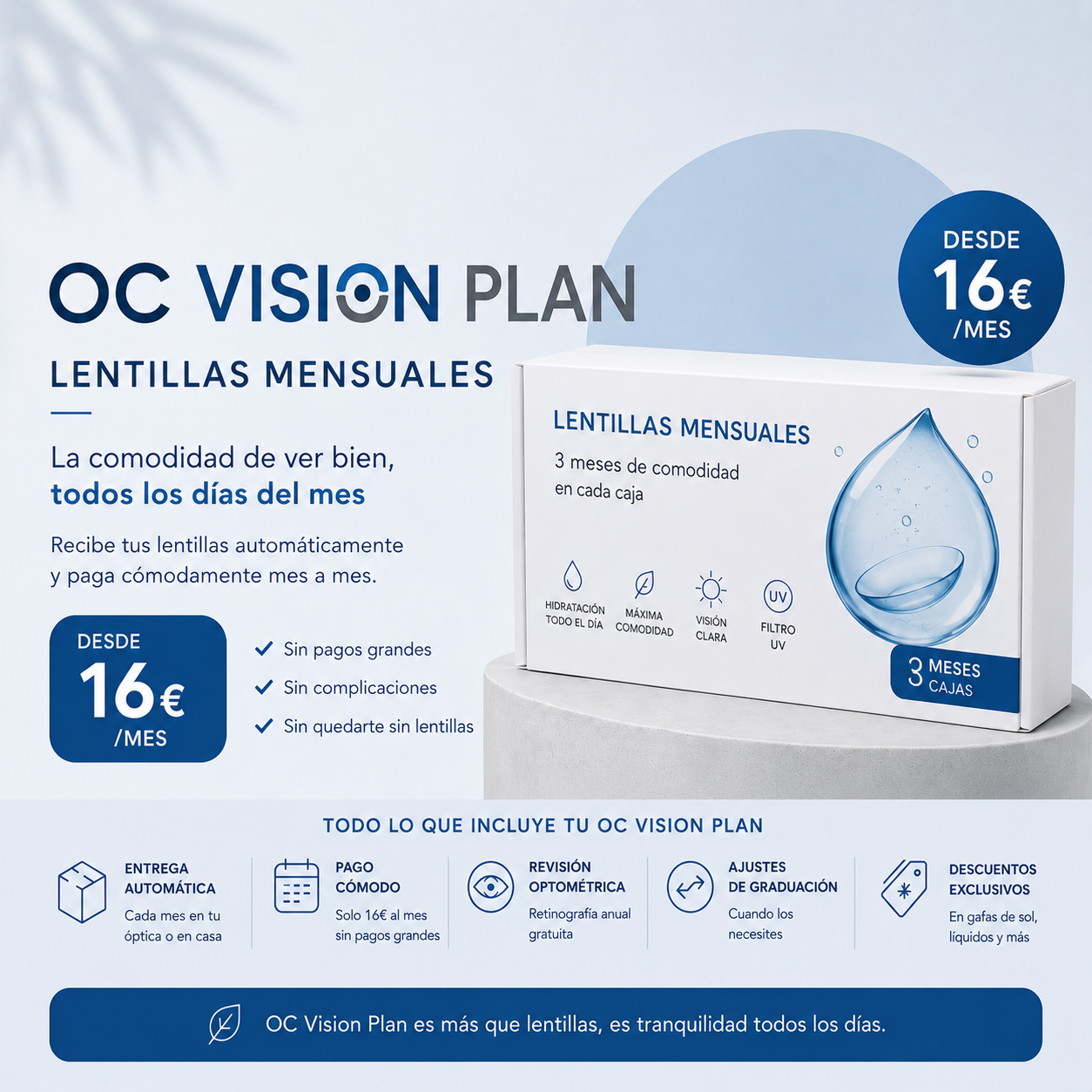 OC VISION PLAN – Lentillas mensuales desde 16€/mes (3 meses)