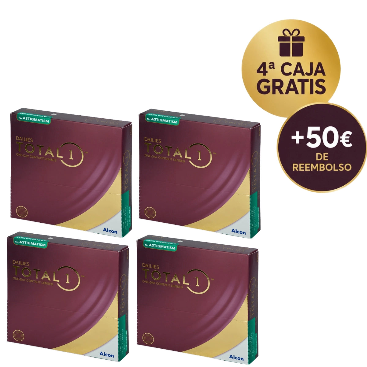 Promoción Dailies Total1 para Astigmatismo 90L | 4ª Caja Gratis + 50€ de Reembolso