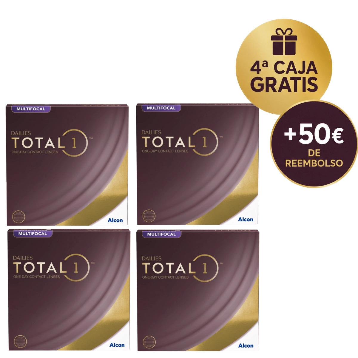 Promoción Dailies Total1 Multifocal 90L | 4ª Caja Gratis + 50€ de Reembolso